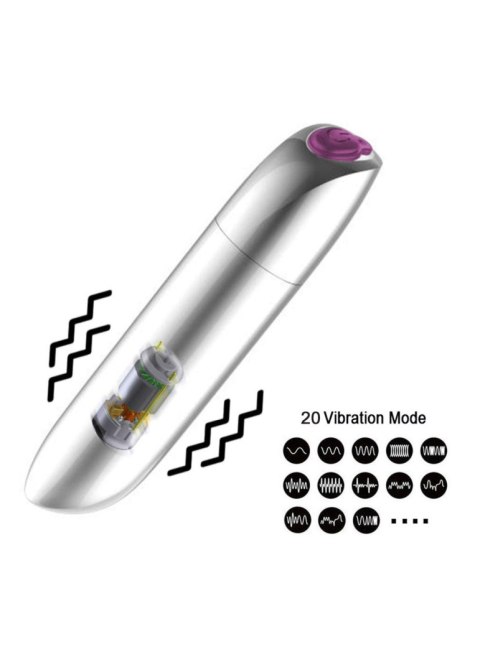Wibrator mini masażer stymulator 20 trybów 10cm Wibrator mini masażer stymulator 20 trybów 10cm