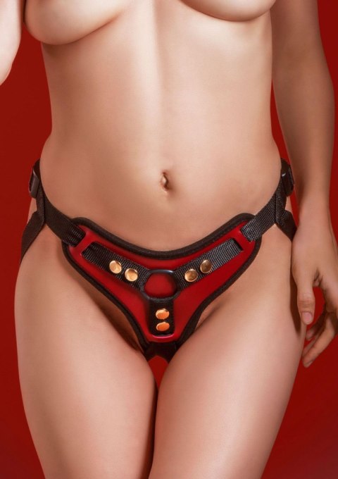 Czarny strap-On uprząż na regulowanych szelkach Czarny strap-On uprząż na regulowanych szelkach