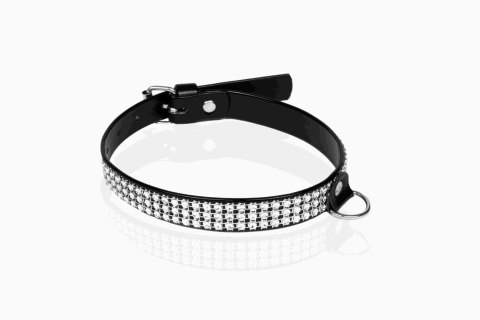 Wiązania-WHIPS lakier, obroża damska z krysztłakami, czarna, 2cm Wiązania-WHIPS lakier, obroża damska z krysztłakami, czarna, 2cm