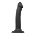 Gładkie czarne dildo miękkie z przyssawką 18 cm