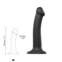 Gładkie czarne dildo miękkie z przyssawką 18 cm