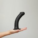 Gładkie czarne dildo miękkie z przyssawką 18 cm