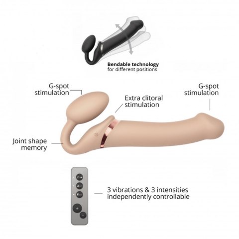 Jasne dildo z podwójną stymulacją i wibracjami Jasne dildo z podwójną stymulacją i wibracjami