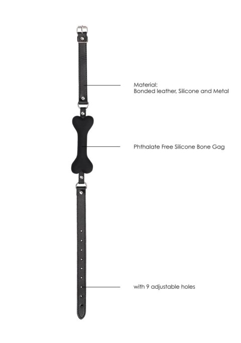 Silicone Bone Gag - With Adjustable Bonded Leather Straps Silicone Bone Gag - With Adjustable Bonded Leather Straps