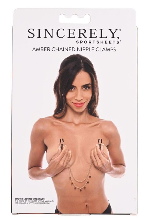 SPORTSHEETS AMBER CHAINED NIPPLE CLAMPS SPORTSHEETS AMBER CHAINED NIPPLE CLAMPS