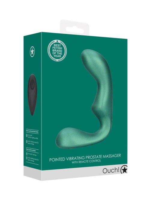Pointed Vibrating Prostate Massager with Remote Control - Metallic Green Pointed Vibrating Prostate Massager with Remote Control - Metallic Green