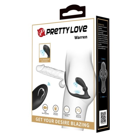 PRETTY LOVE - Warren Black, 12 vibration functions 12 pulse wave settings Wireless remote control PRETTY LOVE - Warren Black, 12 vibration functions 12 pulse wave settings Wireless remote control