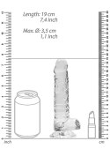 Przezroczyste dildo gumowe z prostym trzonem 19cm