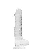 Przezroczyste dildo gumowe z prostym trzonem 21cm