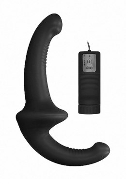 Strap-on podwójne prążkowane dildo czarne wibracja