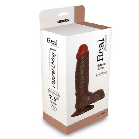 Ciemne brązowe dildo gruby członek z jądrami 21cm Ciemne brązowe dildo gruby członek z jądrami 21cm