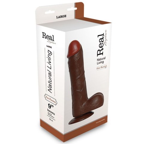 Ciemne brązowe dildo gruby penis z jądrami 25cm Ciemne brązowe dildo gruby penis z jądrami 25cm